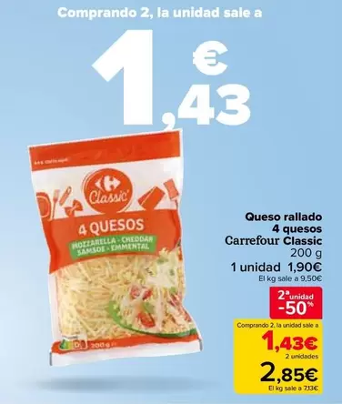 Oferta de Carrefour  - Queso Rallado  4 Quesos  Classic en Carrefour