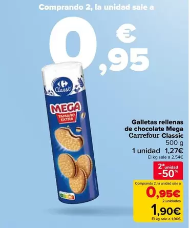 Oferta de Carrefour  - Galletas Rellenas  De Chocolate Mega  Classic en Carrefour