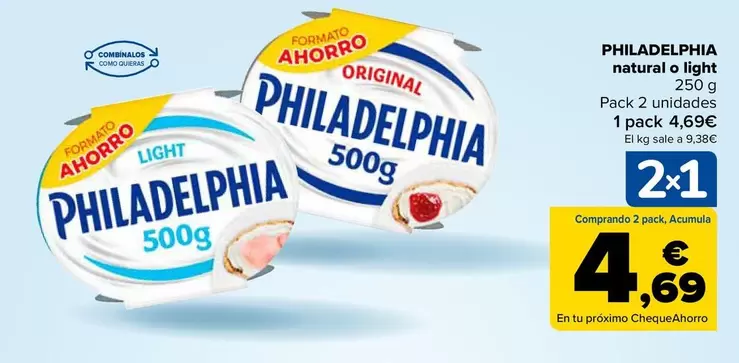 Oferta de Philadelphia - Natural O Light en Carrefour