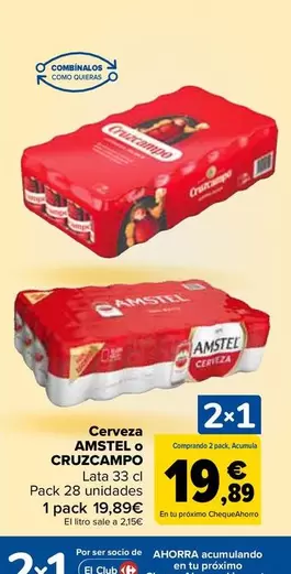 Oferta de Amstel/Cruzampo - Cerveza en Carrefour