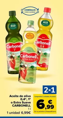 Oferta de Carbonell - Aceite De Oliva 0,4°, 1° O Extra Suave en Carrefour