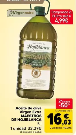 Oferta de Maestros De Hojiblanca - Aceite De Oliva Virgen Extra en Carrefour