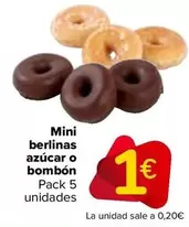 Oferta de Mini Berlinas Azúcar O Bombon por 1€ en Carrefour