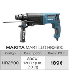 Oferta de Makita - Martillo HR2600 por 189€ en Isolana