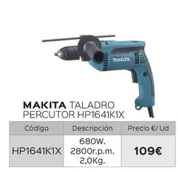 Oferta de Makita - Taladro Percutor HP1641K1X  por 109€ en Isolana