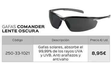 Oferta de Gafas Comander Lente Oscura por 8,95€ en Isolana