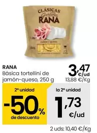 Oferta de Rana - Basica Tortellini De Jamon Queso por 3,47€ en Eroski