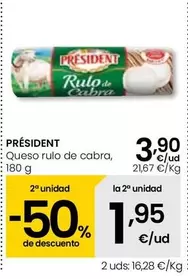 Oferta de Président - Queso Rulo De Cabra por 3,9€ en Eroski