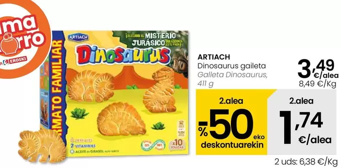 Oferta de Artiach - Galleta Dinosaurus por 3,49€ en Eroski