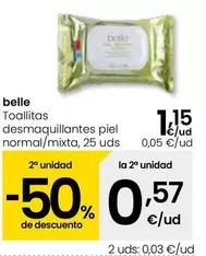 Oferta de Belle - Toallitas Desmaquillantes Piel Normal/ Mixta por 1,15€ en Eroski