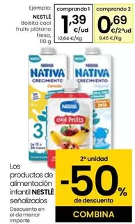 Oferta de Nestlé - Bolsita Cool Fruits Platano Fresa por 1,39€ en Eroski