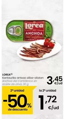 Oferta de Lorea - Anchoa Del Cantábrico En Aceite De Oliva por 3,45€ en Eroski