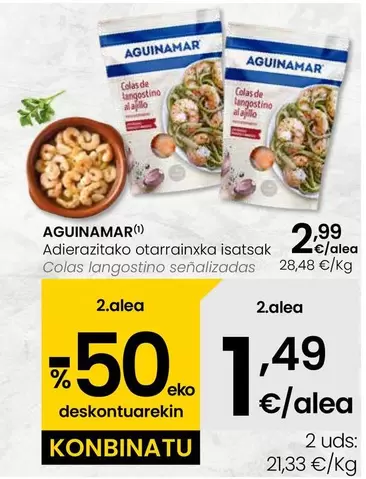 Oferta de Aguinamar - Colas Langostino Señalizadas por 2,99€ en Eroski