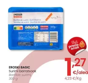 Oferta de Eroski Basic - Barritas Surimi por 1,27€ en Eroski