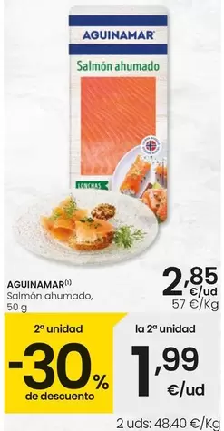 Oferta de Aguinamar - Salmón Ahumado por 2,85€ en Eroski