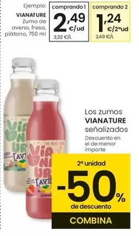 Oferta de Vianature - Zumo De Avena, Fresa, Plátano por 2,49€ en Eroski