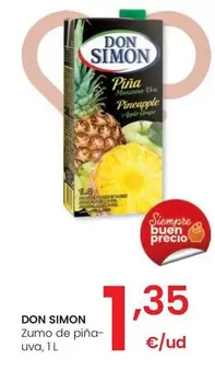 Oferta de Don Simón - Zumo De Piña-Uva por 1,35€ en Eroski