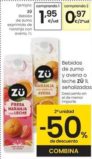 Oferta de Zü - Bebida De Zumo Exprimido De Naranja Con Avena por 1,95€ en Eroski