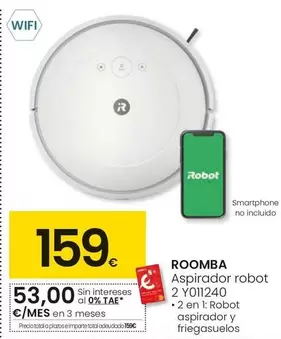 Oferta de Roomba - Aspirador Robot 2 Y011240 por 159€ en Eroski