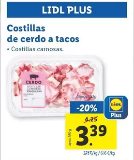 Oferta de Costillas De Cerdo A Tacos por 3,39€ en Lidl