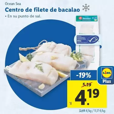 Oferta de Ocean Sea - Centro De Filete De Bacalao por 4,19€ en Lidl