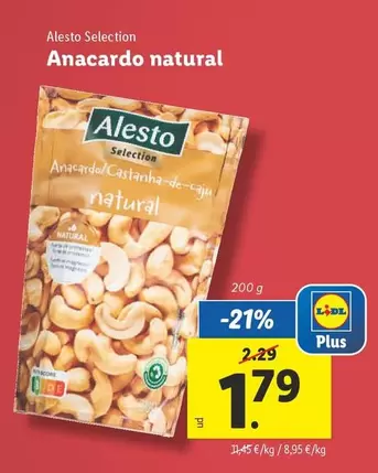 Oferta de Alesto - Selection/ Anacardo Natural por 1,79€ en Lidl