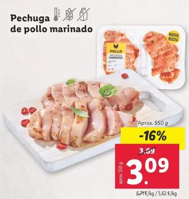 Oferta de Pechuga De Pollo Marinado por 3,09€ en Lidl