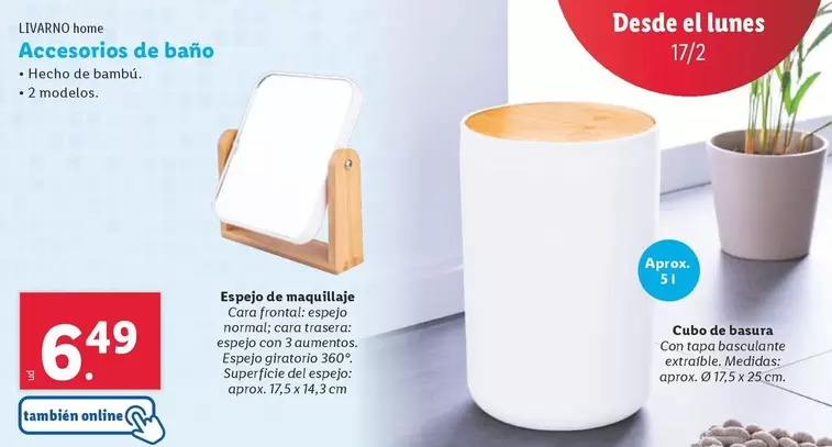 Oferta de Livarno Home - Accesorios De Bano por 6,49€ en Lidl