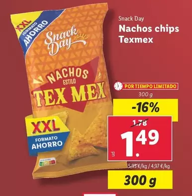 Oferta de Snack Day - Nachos Chips Texmex por 1,49€ en Lidl