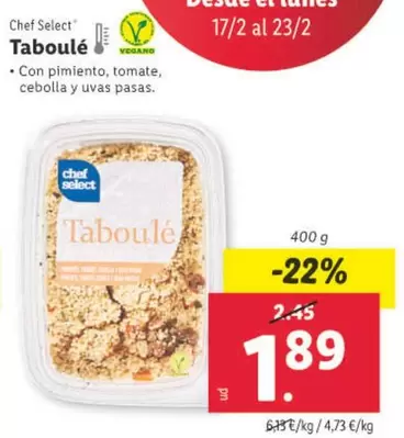 Oferta de Chef Select - Taboulé por 1,89€ en Lidl