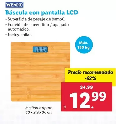 Oferta de Wenko - Bascula Con Pantalla LCD por 12,99€ en Lidl