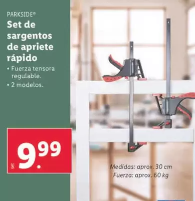 Oferta de Parkside - Set De Sargentes De Apriete Rapido por 9,99€ en Lidl