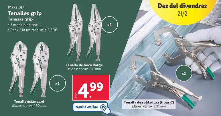 Oferta de Parkside - Tenazas Grip por 4,99€ en Lidl