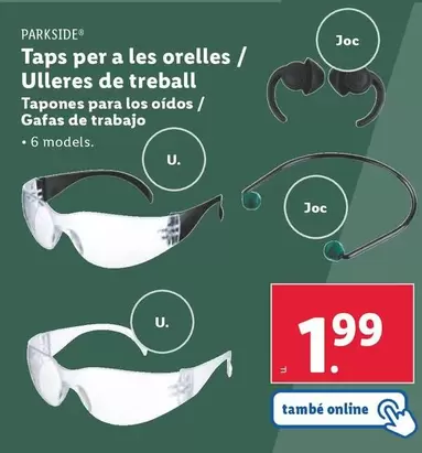 Oferta de Parkside - Tapones Para Los Oídos / Gafas De Trabajo por 1,99€ en Lidl