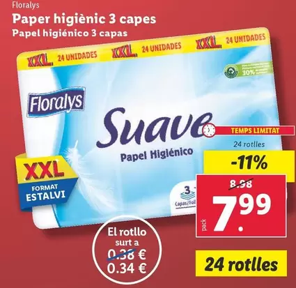 Oferta de Floralys - Papel Higienico 3 Capes por 7,99€ en Lidl