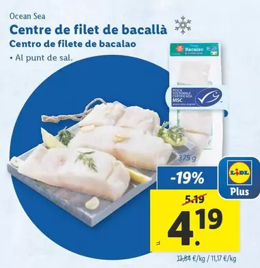 Oferta de Ocean Sea - Centro De Filete De Bacalao por 4,19€ en Lidl