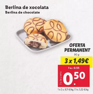 Oferta de Berlina De Chocolate por 0,55€ en Lidl