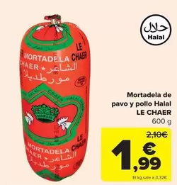 Oferta de Pavo - Mortadela De  Y Pollo Halal por 1,99€ en Carrefour