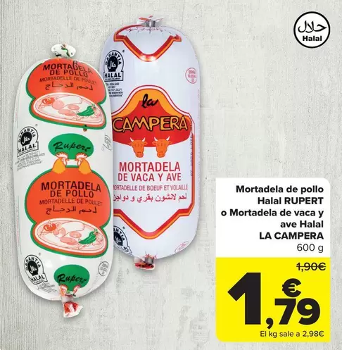 Oferta de Espa - Mortadela De Pollo Halal por 1,79€ en Carrefour