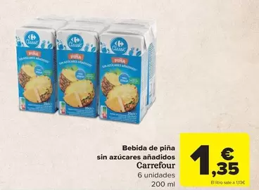 Oferta de Carrefour - Bebida De Pina Sin Azucares Anadidos por 1,35€ en Carrefour