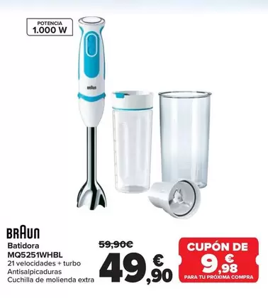 Oferta de Braun - Batidora Mq5251whbl por 49,9€ en Carrefour