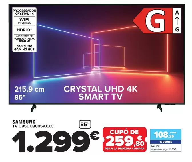 Oferta de Samsung - Tv U85du8005kxxc por 1299€ en Carrefour