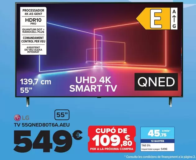 Oferta de LG - Tv 55qned80t6a.aeu por 549€ en Carrefour