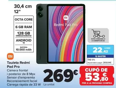 Oferta de Xiaomi - Tablet Redmi Pad Pro por 269€ en Carrefour