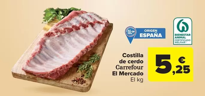 Oferta de Carrefour - Costilla De Cerdo El Mercado por 5,25€ en Carrefour Market