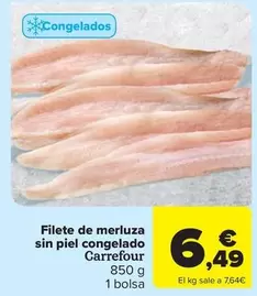 Oferta de Carrefour - Filete De Merluza Sin Piel Congelado por 6,49€ en Carrefour Market