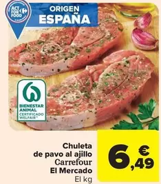 Oferta de Carrefour - Chuleta De Pavo Al Ajillo por 6,49€ en Carrefour Market