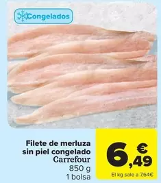 Oferta de Carrefour - Filete De Merluza Sin Piel Congelado por 6,49€ en Carrefour Market