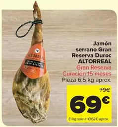 Oferta de Serrano - Jamón  Gran Reserva Duroc por 69€ en Carrefour Market