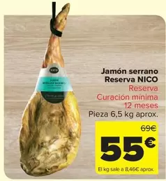 Oferta de Serrano - Jamón  Reserva por 55€ en Carrefour Market